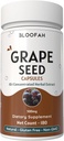 Grape Seed כמוסות 500 מ"ג | Vitis vinifera ריכוז 10:1 אבקת חילוף טבעי, תוסף צמחי טבעי, non-GMO, Gluten-Free Formula (180 Count)