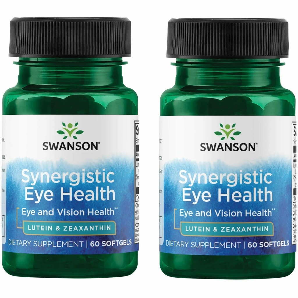 Swanson Lutein & Zeaxanthin Synergistic Eye Health Vision Retina Macula תוסף (Lutein 20 מ"ג ו- OmniXan Zeaxanthin 2 מ"ג) 60 Softgels Sgels (2 Pack)