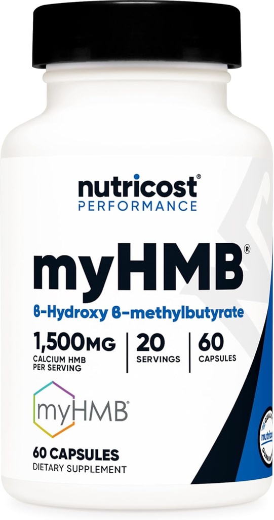 חומרים מזינים MyHMB כמוסות 1,500MG Calcium HMB Per משרת, 60 קפסולות, 20 משרתות - קו ביצועים, Calcium B-Hydroxy B-Methylbutyrate Monohydrate Monohydrate