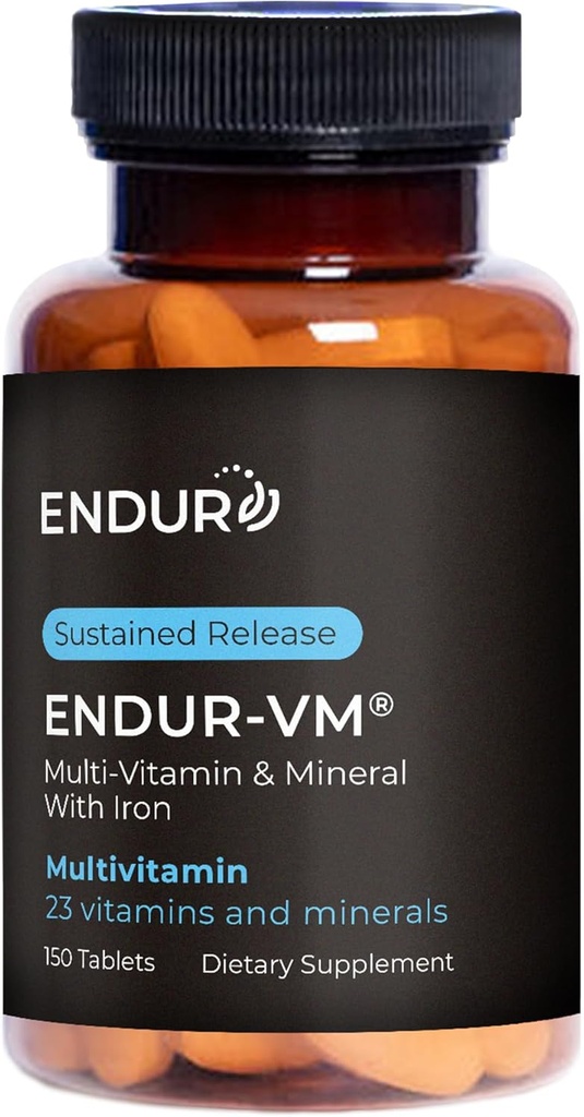 Endur-VM Multivitamin & מינרלים (עם Iron), Daily Multivitamin with Vital מינרלים, ויטמין B, ויטמין D & Folic Acid, Gluten Free, 150 טבליות