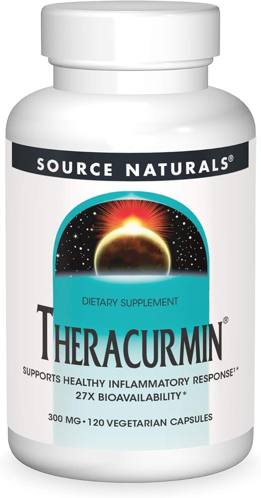 מקור Naturals Theracurmin, תומך בתגובה דלקתית בריאה*, 300 מ"ג - 120 קפסולות צמחוניות
