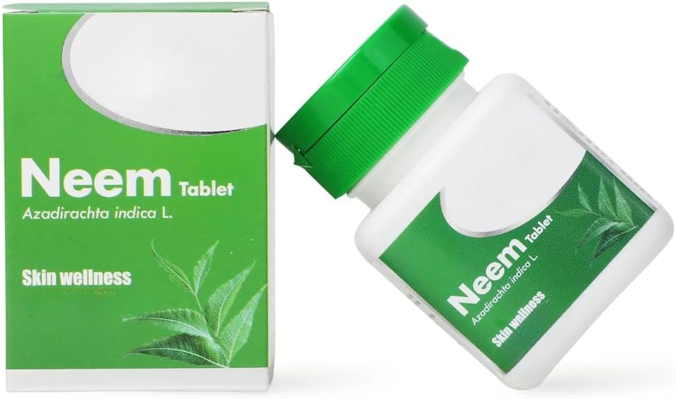 Neem Ayurvedic Tablets, Natural Purifier, Skin Wellness, Controls Acne and pimples, 100% טהור וטבעי - 60 טבליות