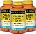מייסון Natural Potassium Gluconate 595 מ"ג, 300 יום אספקה, 100 טבליות (Pack of 3)