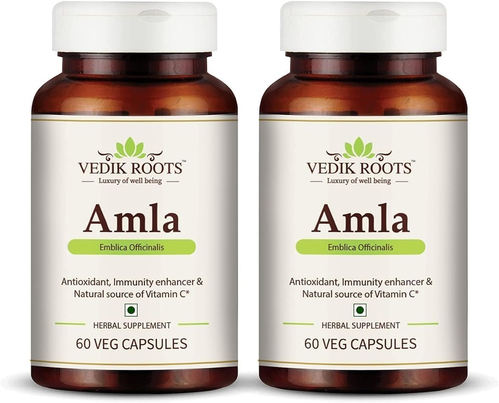 Generic RISE Amla כמוסות 60  Organic Antioxidant Immunity Enhancer Natural Source of ויטמין C ו- Hair Growth Herbal Supplements (Pack of 2)