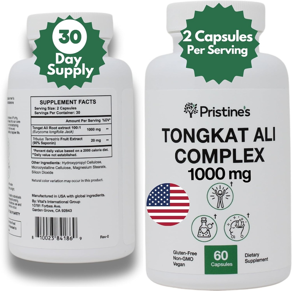 Tongkat Ali 1000MG לחלץ תוספת של -30 יום אספקה - תמיכה ביצועים אתלטיים - Natural Aphrodisiac, טסטוסטרון & Immunity תמיכה - יתרונות אנטי-חמצן