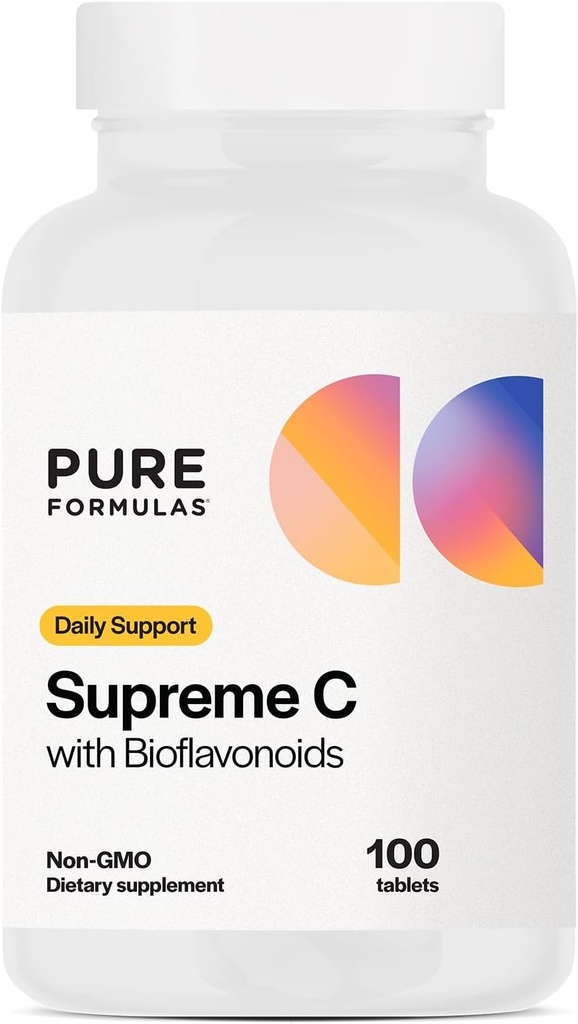 PureFormulas העליון C עם Bioflavonoids - 100 טבליות | 1000 מ"ג ויטמין C, Citrus Bioflavonoids Complex, Rose HIPS | Immune Support & Antioxidant Boost