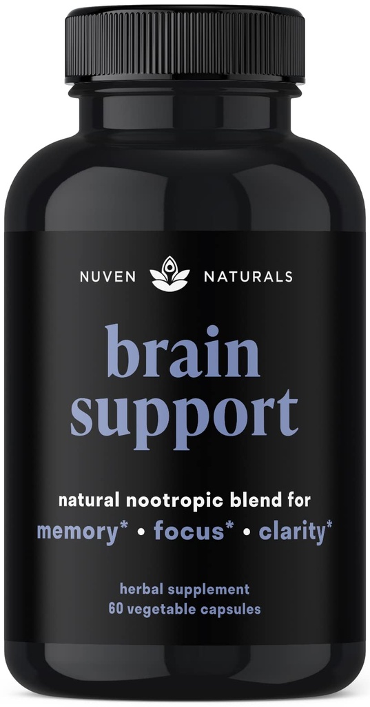 Brain Support Supplement - Natural Memory and Focus Supplement with Lion's Mane, גינקו בילובה, Bacopa Monnieri & Ashwagandha Root - Natural Nootropics & Brain Booster | 60 קפסולות