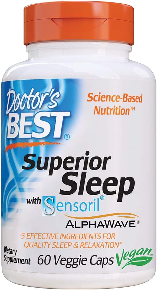 Doctor's Best Superior Sleep with Sensoril, פורמולה מכילה את אשוגנדה, 5-HTP, L-theanine & GABA, 60 Count