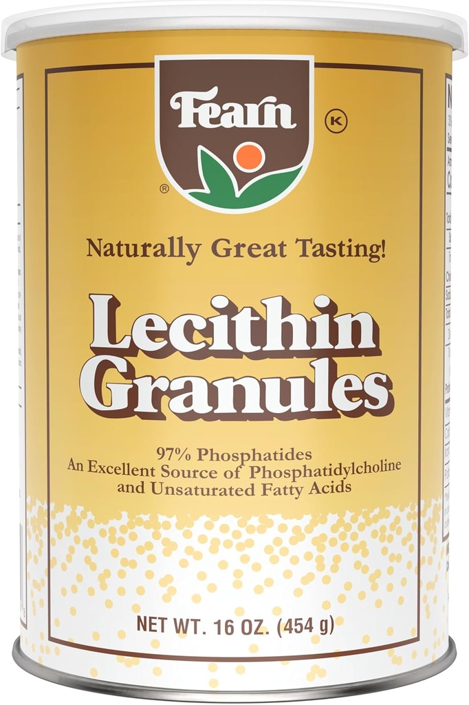 Fearn Natural Foods Soy Lecithin Granules - מפיץ שומן עם חומרים מזינים חיוניים לבריאות, שיפור טקסט של עוגות, לחם וחניכיים, 16 Oz