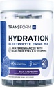 TransformHQ hydrotion Drink (21 Single- Serveing Packets, Blue Raspberry) - תערובת תוספי הנקה עם ויטמינים ואלקטרוליטים