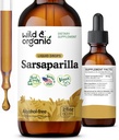 Wild & Organic Sarsaparilla Root Drops - Detox Cleanse Drops - Sarsaparilla אבקת מבוסס Tincture - טבעוני, סוכר ואלכוהול חינם נוזל תוספת - 2 fl oz