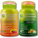 SUPPLEMENTS STUDIO Liposomal Vitamin C 1100mg Liquid Gel & Liposomal Glutathione 500mg – Whole Food Enhanced Antioxidant & Immune Support Bundle – Non-GMO, Clean Daily Wellness Support