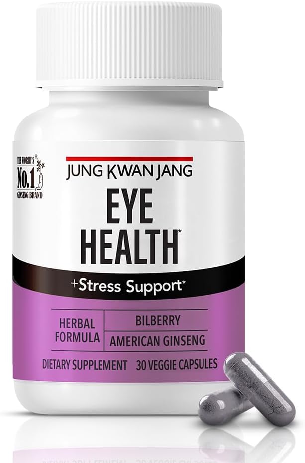 JUNG KWAN JANG עין תמיכה ב- Bilberry (166 מ"ג) ו-American גינזנג (143 מ"ג) ל- Vision Care, צמצום העין סטרין, תמיכה קוגניטיבית, 30 קפסולות לגברים ונשים