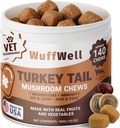 WuffWell Turkey Tail Mushrooms for Dogs - תוסף Mushroom לתמיכה לכלבים Immune - Aids Lumps & Bumps - אבקת Mushroom עבור כלבים - אבקת Vet-Recommend - אבקת כלבים Mushrooms - מיוצר בארה"ב