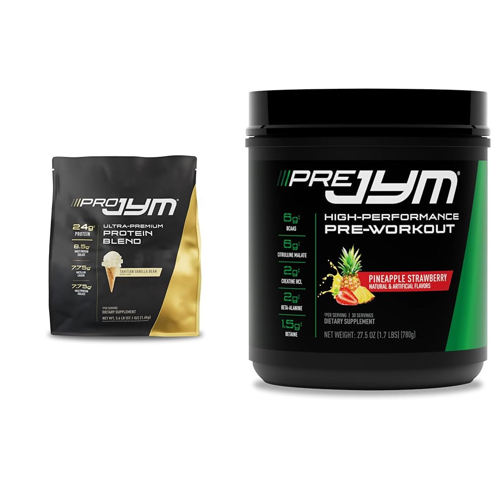 JYM 45 משרתים - Tahitian Vanilla Bean & PRE JYM 30 משרתים - Pineapple Strawberry