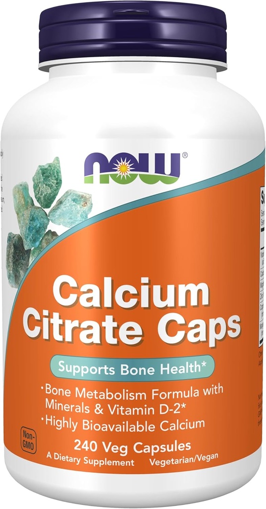 תוספי מזון עכשיו, Calcium Citrate עם ויטמין D, מגנזיום, Zinc, Copper ו Manganese, 240 ואג קפסולות
