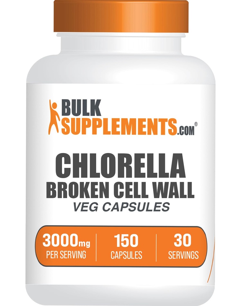 BulkSupplements.com Chlorella כמוסות - Broken Cell Wall, Chlorella תוסף - Superfood Supplement, Vegan & Gluten Free, 5 קפסולות לשרת, 150 הרוזן (Pack of 1)