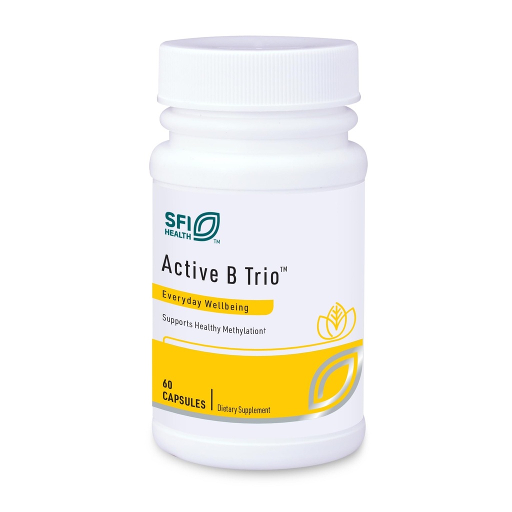 Klaire Labs SFI Health Active B שלישיית - Methylated ויטמין B Complex עם B6, B12 & Folate - ויטמינים ביואקטיביים עבור Absorption משופרת - לקדם אנרגיה בריאה וקוגניציה (60 קפסולות)