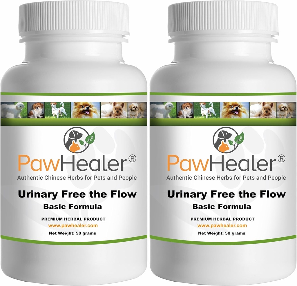Urinary Free The Flow-Basic - Bladder Stones Dogs - 2 Pack - Natural Remedy Stone Prevention in Dogs - 50 גרמים / ea - אבקת צמחי - לערבב לתוך מזון