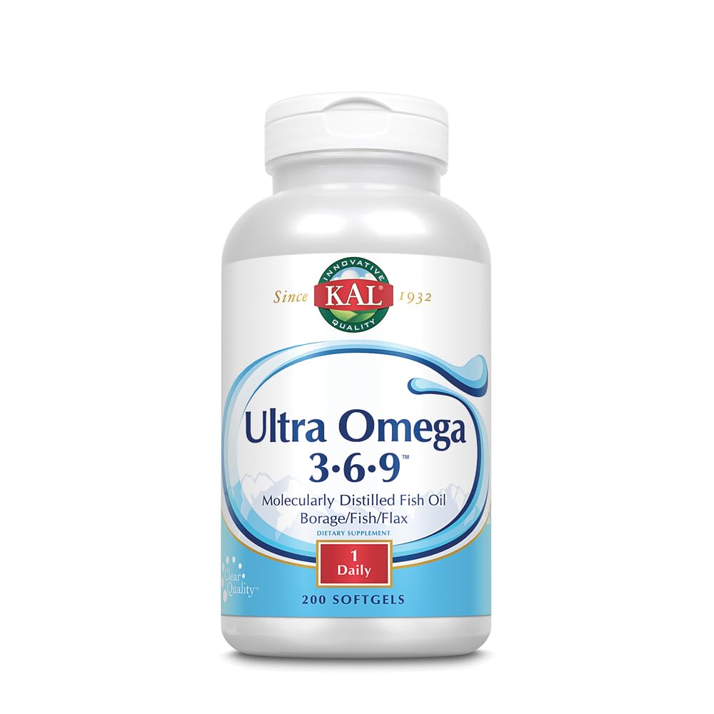 KAL Ultra אומגה 3-6-9 1200 מ"ג | שמן דגים W/Cold Pressed Flaxseed & Borage Oil