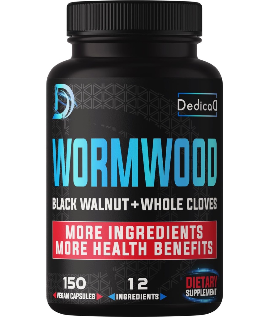 Premium Wormwood לחלץ קפסולות - 5 חודשים אספקה עבור Immune - 12 Herbs בלנדר עם Black Walnut Leaves, ג'ינג'ר, Turmeric & More - 150 Counts