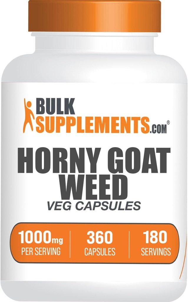 BulkSupplements.com Hory Goat Weed קפסולות - Epimedium Extract, Hory Goat Weed Herbal Supplements - טבעוני, 2 קפסולות לשרת (1000 מ"ג), 360 Veg כמוסות (Pack of 1)