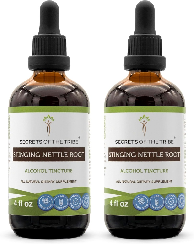 סודות של השבט Sting Nettle Root Tincture אלכוהול לחלץ, High-Potency Herbal Drops, Tincture עשוי Sting Nettle Urtica diica הנשימהtory ו- Urinary System Health 2x4 oz