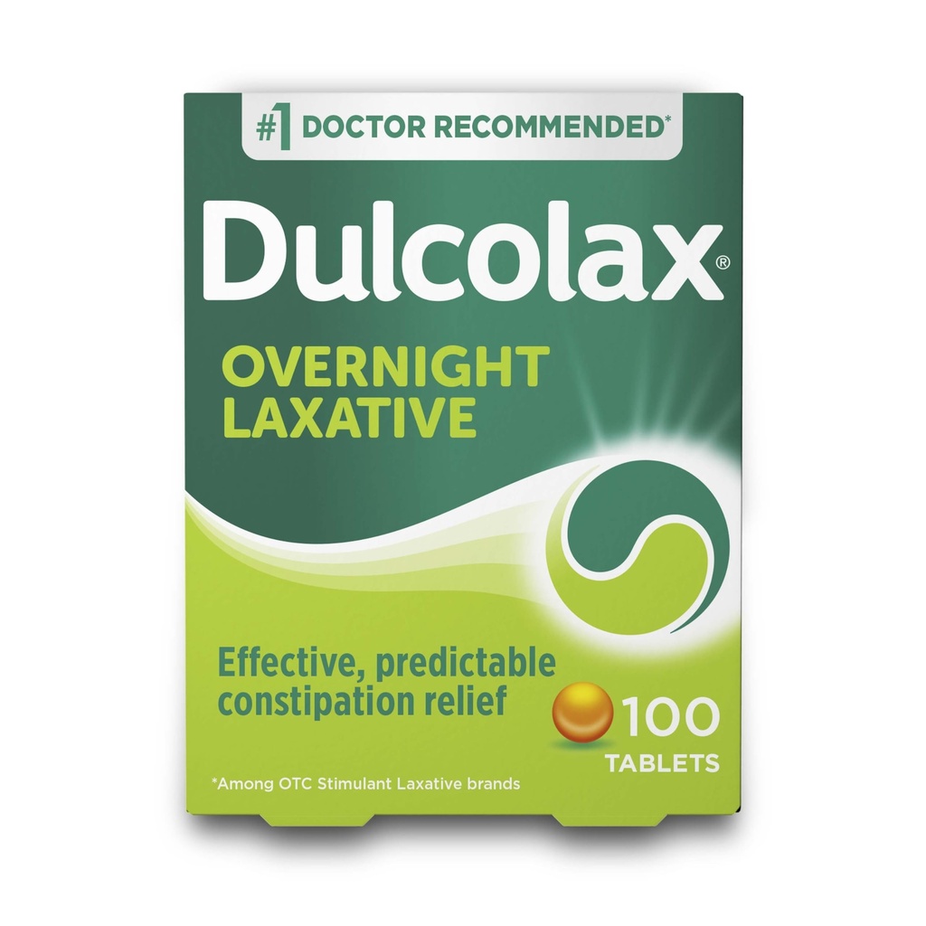 Dulcolax Stimulant Laxative Tablets, חיזוי ויעיל הקלה, Relieves Straining & Bloating, Bisacodyl 5 מ"ג, 100 Count