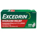 עודף של Migraine הקלה Caplets עבור הסימפטומים Migraine, Acetaminophen 250 מ"ג, Aspirin 250 מ"ג, Caffeine 65 מ"ג, כאב Reliever, 100 הרוזן