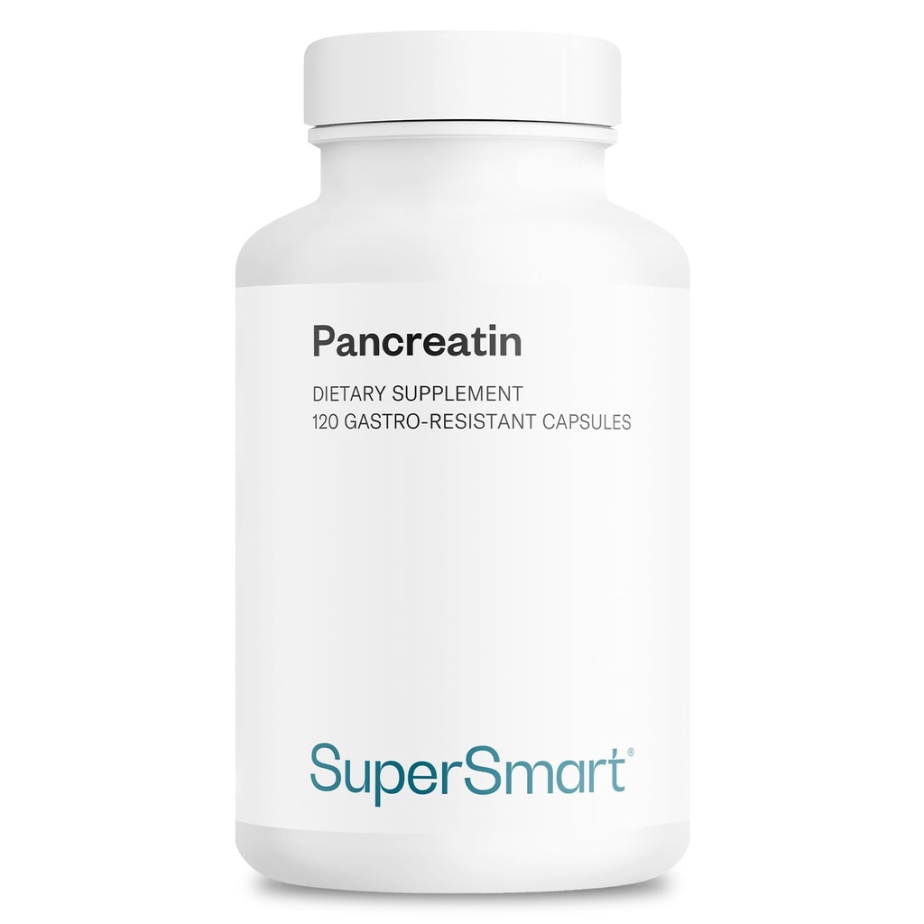 סופר חכם - Pancreatin 10X 4000 ליום (Extraחוזק) - תוסף Enzymes Digestive - עם Protease, Lipase, Amylase, Trypsin - תמיכה בריאה | Non-GMO & Gluten חינם - 120 קפסולות DR קפסולות