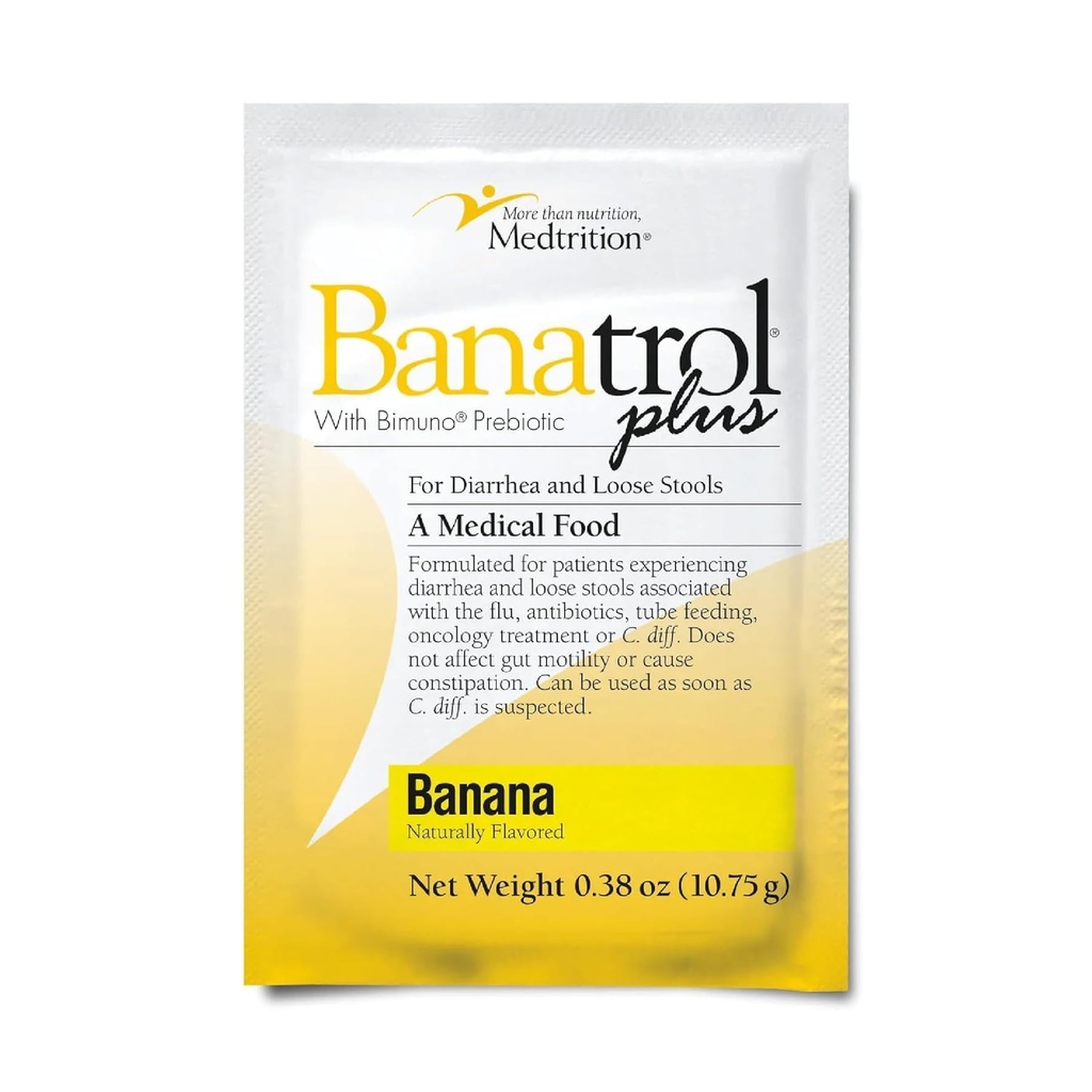 Banatrol® Natural Anti-Disarrheal עם Prebiotics, הקלה של Chronic Diarrhea, IBS, Recurring Diarrhea, תמיכה קלינית מזון רפואי, ללא הסכמה, 25 משרתות (Banana)