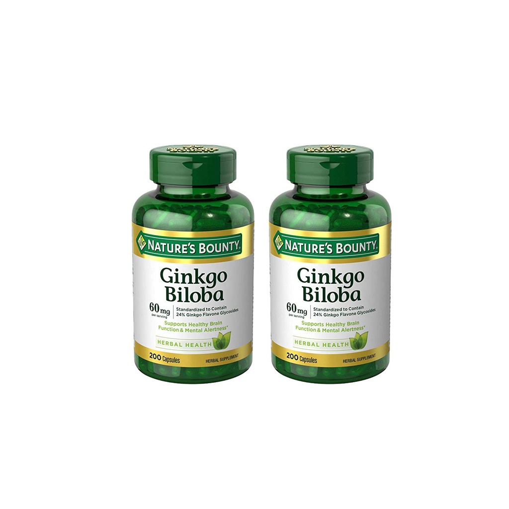 Nature's Bounty גינקו בילובה 60 מ"ג קפסולות, 200 הרוזן (Pack of 2)