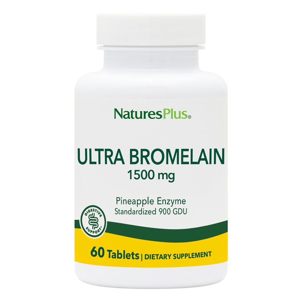 NaturesPlus Ultra Bromelain - 60 טבליות - 1500 מ"ג של Pineapple Bromelain - מספק תמיכה משותפת ומקדם בריאות העיכול - 60 משרתים