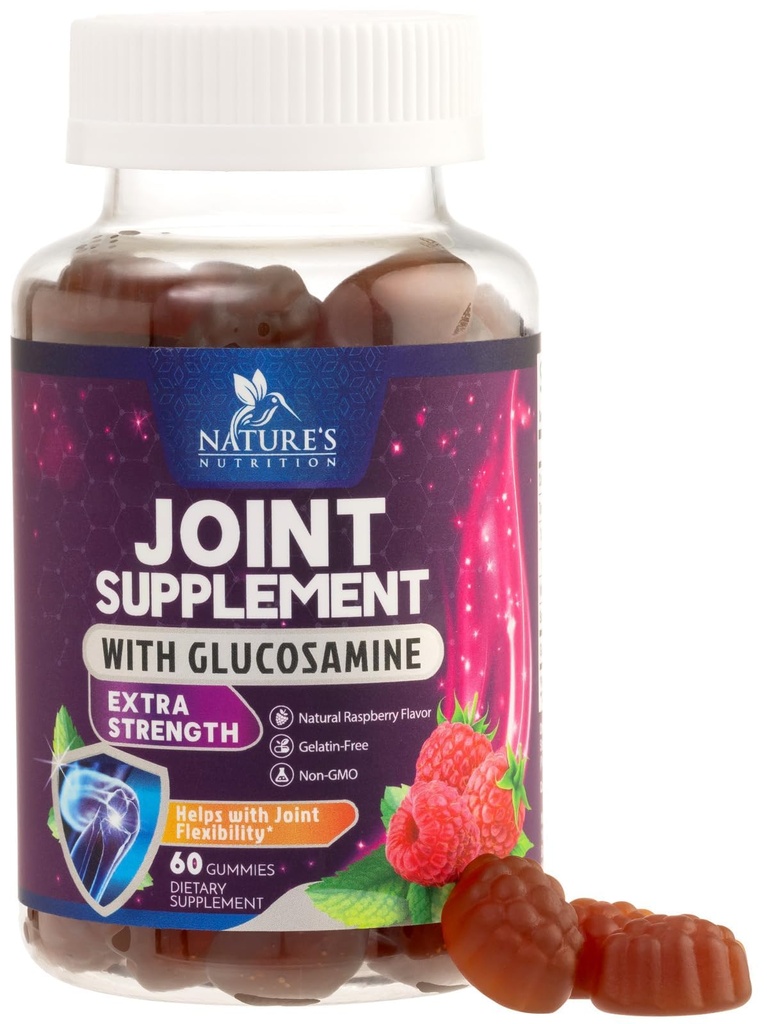 תמיכה משותפת חניכיים Glucosamine Plus ויטמין E - תוסף התמיכה המשותף של הטבע עבור Occasional Discomfort עבור Back, Knees & Hands - Cartilage & Joint Health & Flexibility תמיכה - 60 מסטיקנים