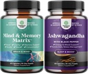 Bundle of Enhance Brain Memory, Boost Focus, לשפר את קלרליות המוח Booster ו Mood Enhancer אורגני אשוגנדה קפסולות - אבקת אשוגנדה טהורה עבור Thyroid Energy Focus
