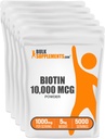 BulkSupplements.com Biotin 10000mcg אבקת - ויטמינים לשיער, עור וציפורים - כמו ויטמין B7, Gluten Free, 1000 מ"ג למשרת (10 מ"ג ביוטין), 5kg (11lbs) (Pack of 5)