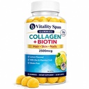 חניכיים קולגן עם ביוטין (2500mcg), ויטמין C, E, Zinc for Hair, Skin and Nails, Low Sugar, Lemon Flavor, 60 חניכיים, המיוצר בארה"ב