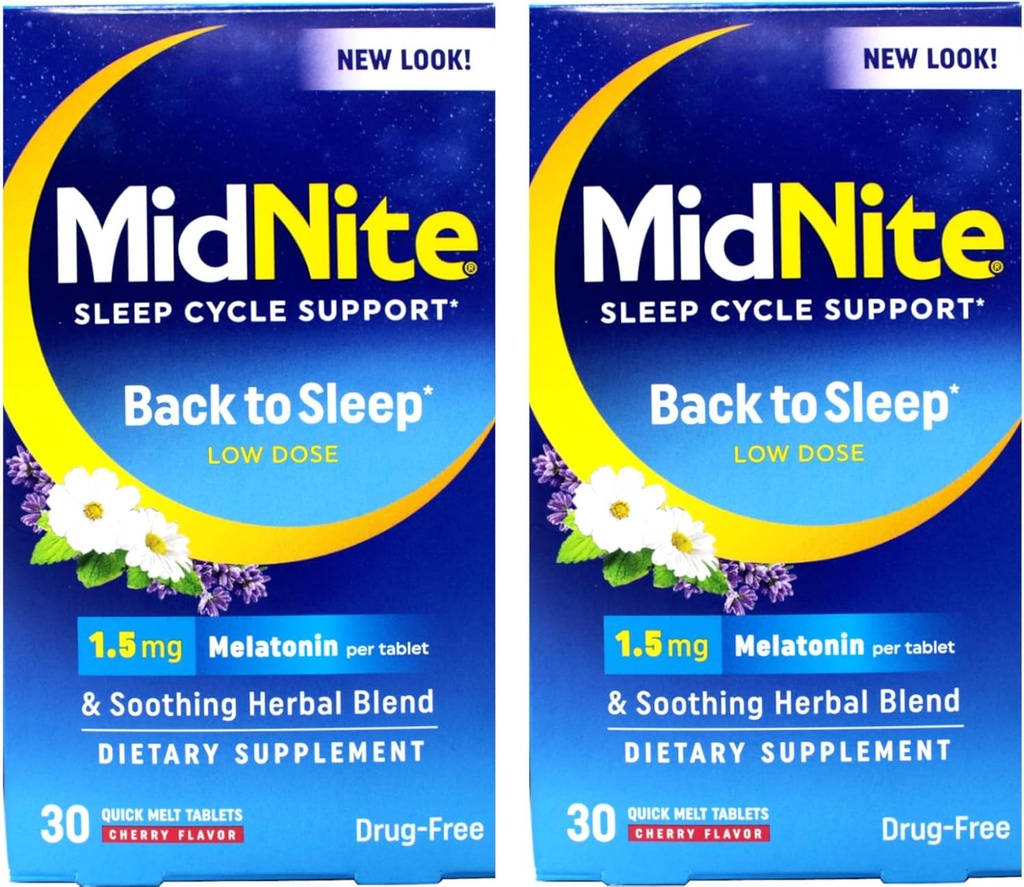 Midnite Sleep Aid for Occasional Sleepless, 30 טבליות צ'צ'רי צ'ארלס (Value Pack of 2)