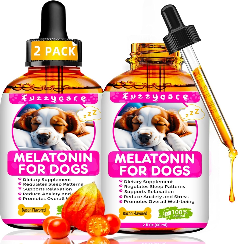 2 Pack Melatonin לכלבים, כלב הקלה בחרדה מלטונין, רגעים שקטים מרגיעים עבור כלבים מלטונין לכלבים וחתולים, כלב שינה עזרה, קידום רגיעה ושינה עמוקה וסך הכל טוב