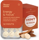 NeuroGum Energy Caffeine Mints (72 Pieces) - Sugar Free with L-theanine + Natural Caffeine + Vitamin B12 & B6 - Nootropic Energy & Focus Supplement for Women & Men