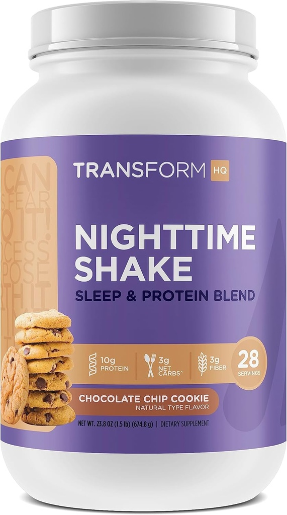 TransformHQ Nighttime Shake, Sleep + חלבון בלנדה, 28 משרתים, צ'יפ Cookie Flavor