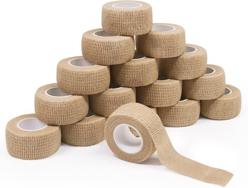 16 רולס עצמי Adhesive Bandage Wrap - ForTomorrow 1 Inch Small Breathable Cohesive אתלטיק Tape, למתוח את האצבע Adherent Finger Wrap עבור ספורט, פציעות, עזרה ראשונה, Toe Sprains & Swelling