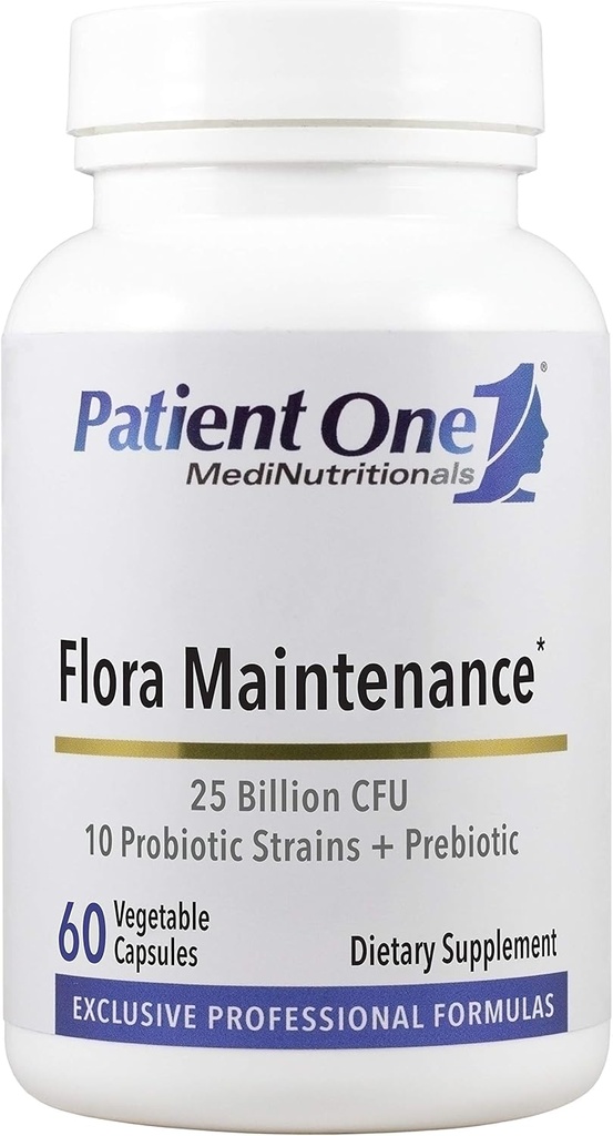 מטופל אחד פלורה תחזוקה | תוספת פרוביוטית ל- Aid Balanced Intestinal Flor * | 25 מיליארד CFU, 10 Probiotic Strains, Prebiotic | 60 קפסולות