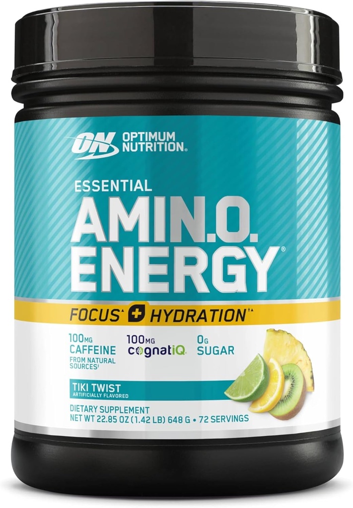 Optimum Nutrition Essential Amino Energy Focus + הידרה, Tiki Twist, 72 משרתות