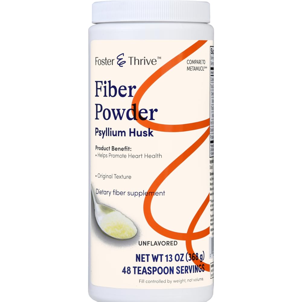 פוסטר & Thrive Daily Psyllium Husk אבקת תוספת של 4in-1 סיבים לבריאות העיכול Laxative, Relieves Occasional Constipation, Sweetened w / Real Sugar, Original Flavor, 48 Dosesesess