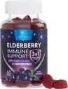 חניכיים ישנות עם ויטמין C, D3 ו- Zinc - Immune Support Gummy for Kids & Adults, Black Elderberry לחלץ חניכיים Immune Health Support Supplement, Black Elder Berry ויטמין - 60 חניכיים