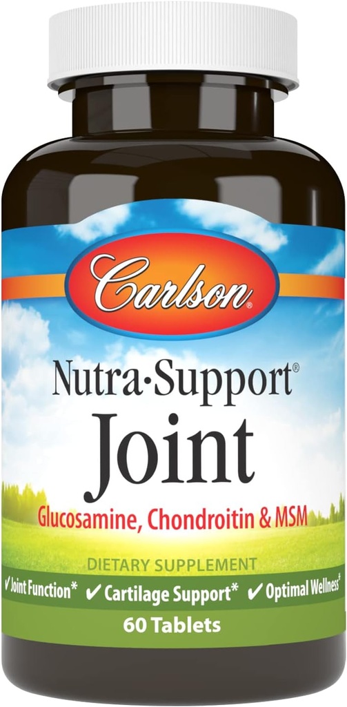 קרלסון - Nutra-Support Joint, Glucosamine Chondroitin & MSM, פונקציונליות משותפת, Cartilage Support & Optimal Wellness, 60 טבליות