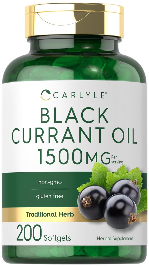 Carlyle Black Currant Oil Softgels | 1500 מ"ג | 200 Count | Non-GMO וגלוטן חינם פורמולה | Black Currant Seed Oil