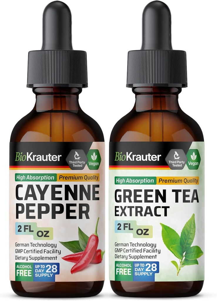 BIO KRAUTER Cayennecture 2 Fl. Oz. & Green Tea Tincture 2 Fl. Oz.