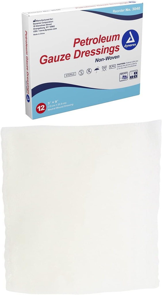 דינארקס Sterile Oil non Adhering Gauze Dressing for Wounds, 12 Count